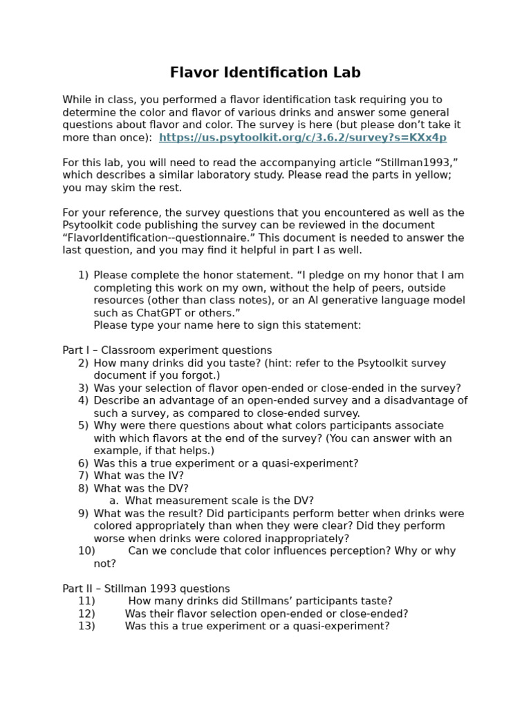 Lab+-+Flavor+Identification | PDF | Experiment | Bias