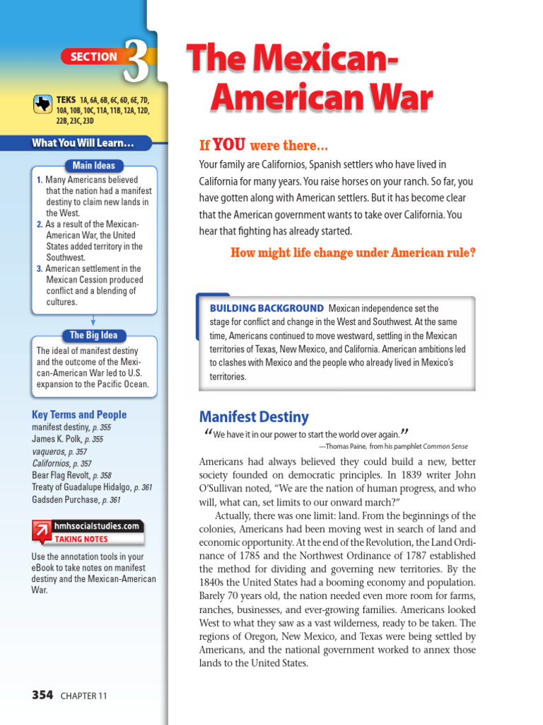 Chapter 11 Section 3 Reading | PDF | Mexican–American War | Cowboys