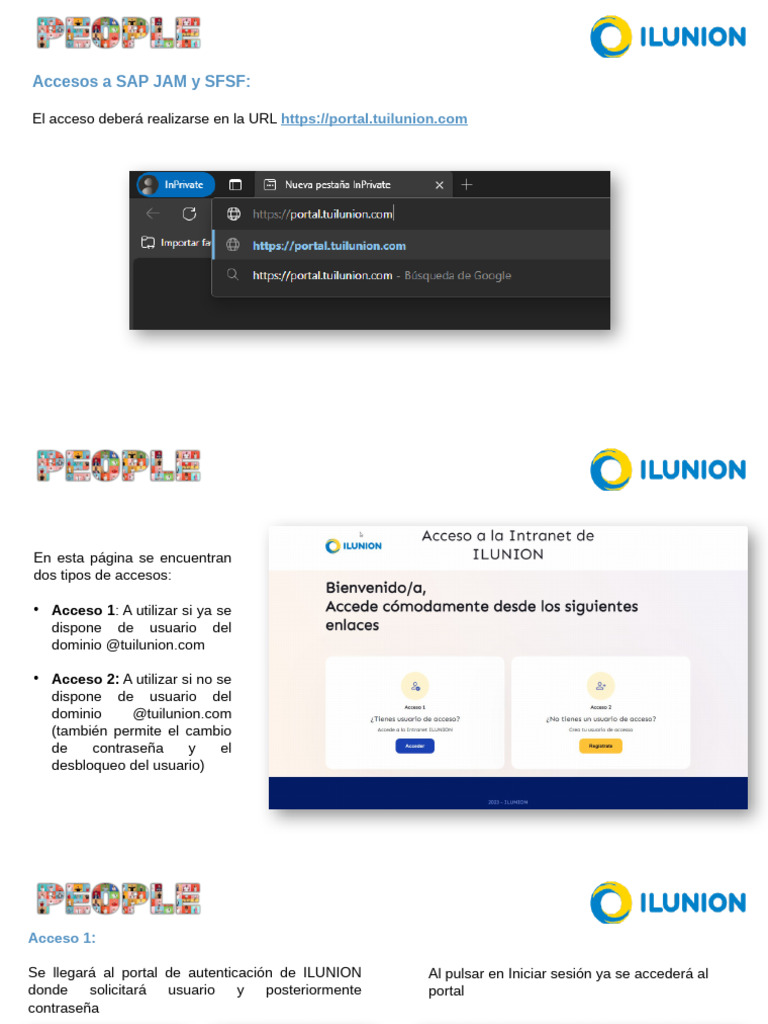 Acceso a SAP JAM y SFSF en Tuilunion | PDF