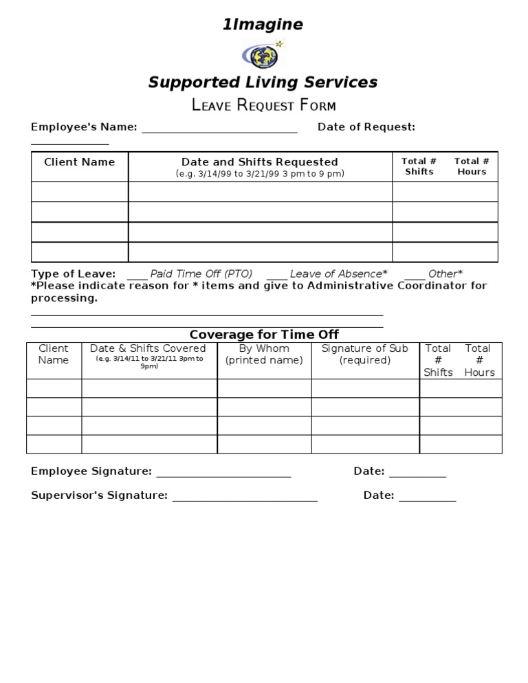Supported Living Leave Request Form | PDF
