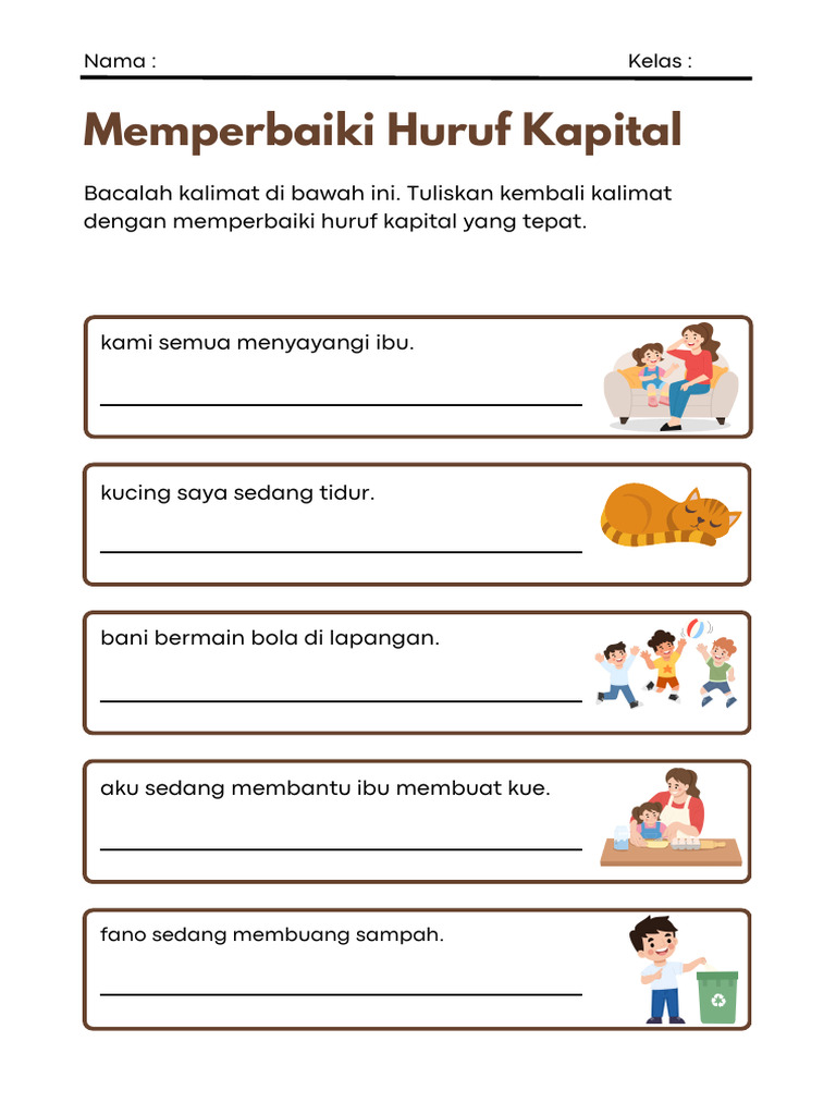Huruf Kapital Lembar Kerja Putih Pink Ilustrasi Pdf