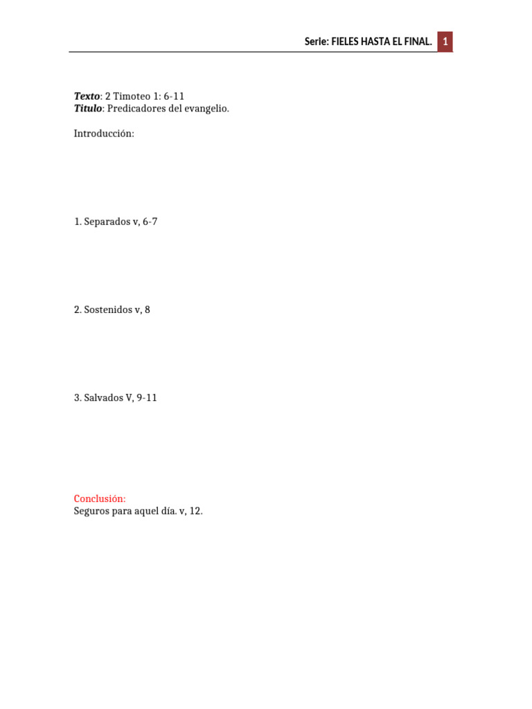 Bosquejo De 2 Timoteo Pdf