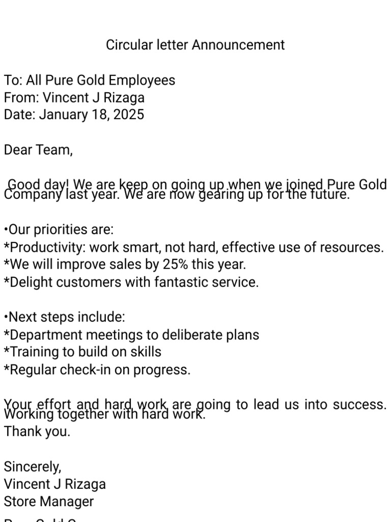 Circular Letter Announcement | PDF
