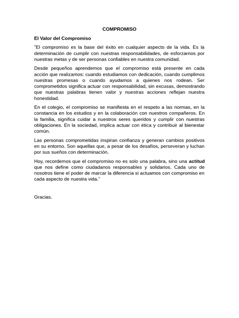 El Valor del Compromiso en la Vida | PDF