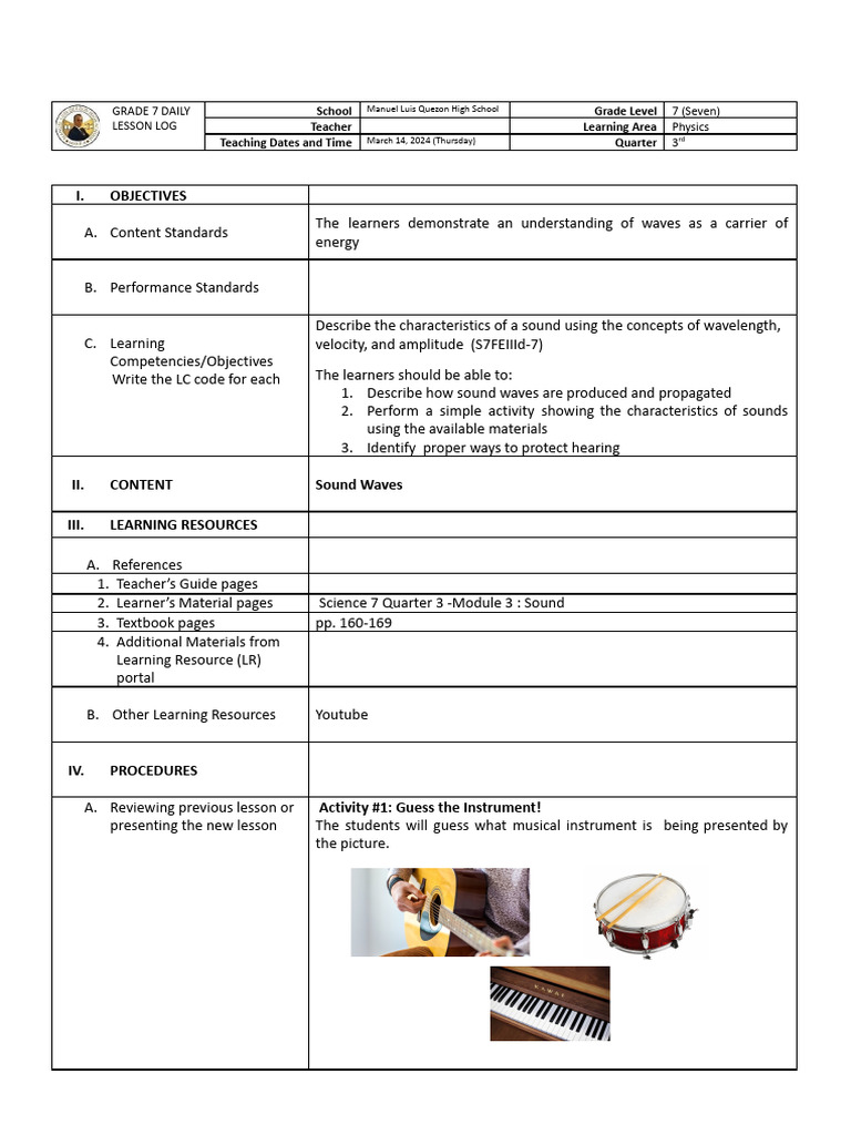 Grade 7 Physics Lesson on Sound Waves | PDF | Sound | Acoustics