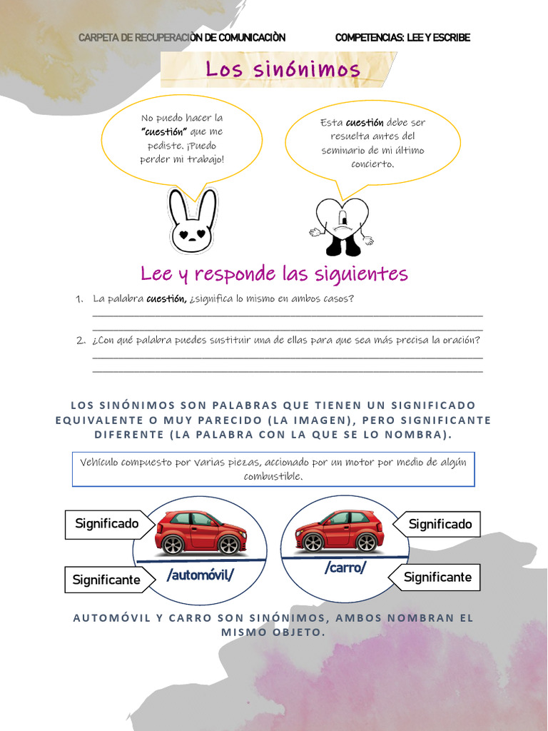 Tipos de Sinónimos y Ejemplos | PDF