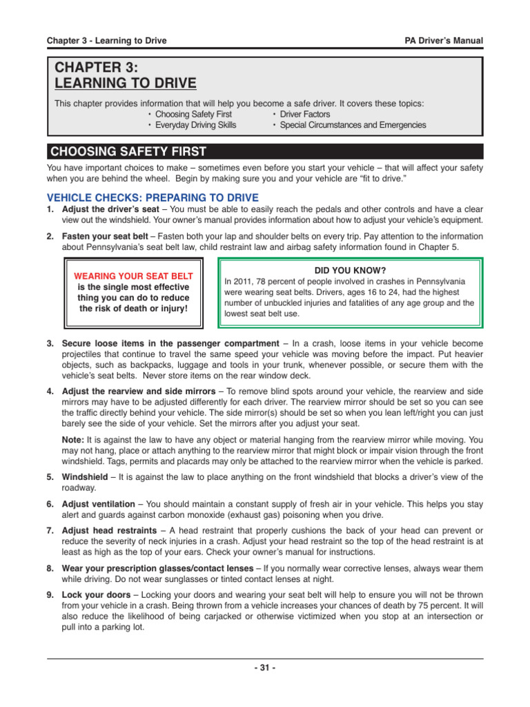 Essential Vehicle Safety Checks for Drivers | PDF | Traffic Collision ...