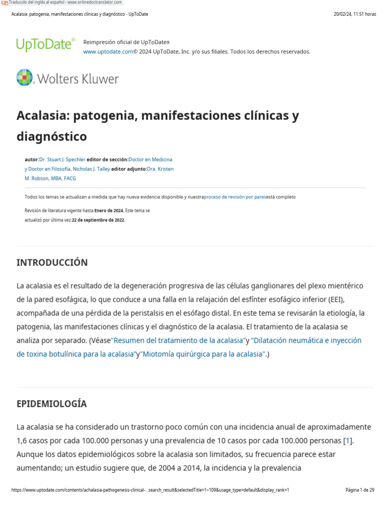Achalasia Pathogenesis, Clinical Manifestations, and Diagnosis ...
