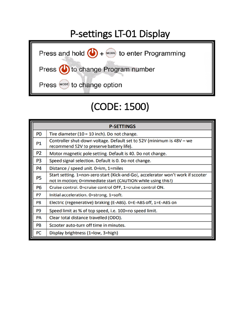 P Settings LT 01 Display | PDF