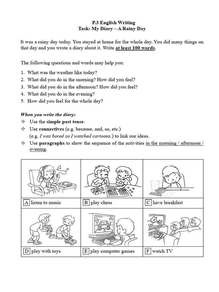 P3 Diary Writing: Rainy Day Exercise | PDF