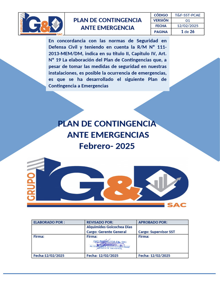 Plan de Contingencia ante Emergencias 2025 | PDF | Riesgo | Seguridad y ...