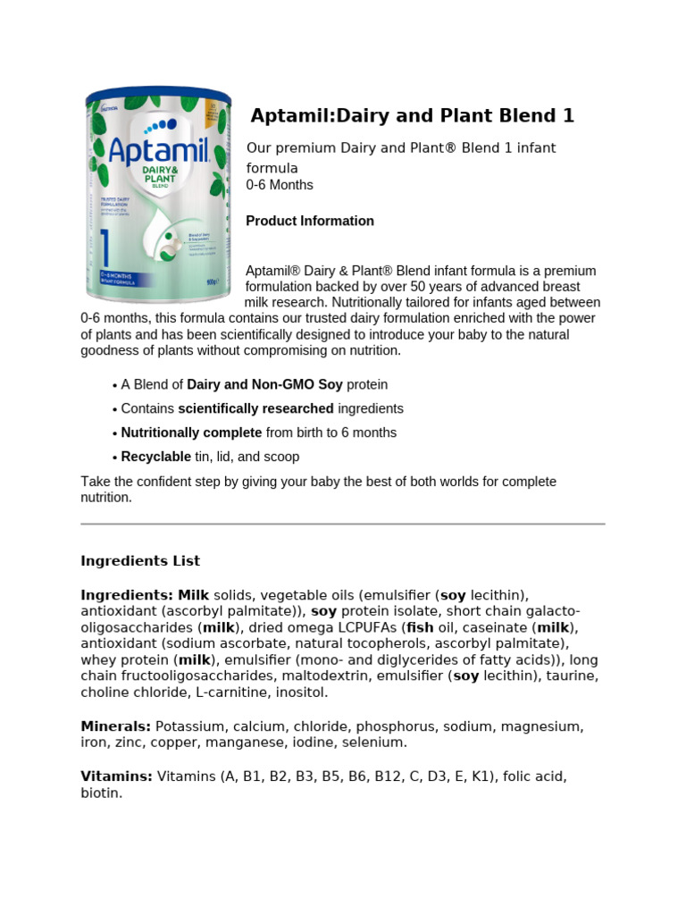 Aptamil | PDF | Milk | Soybean