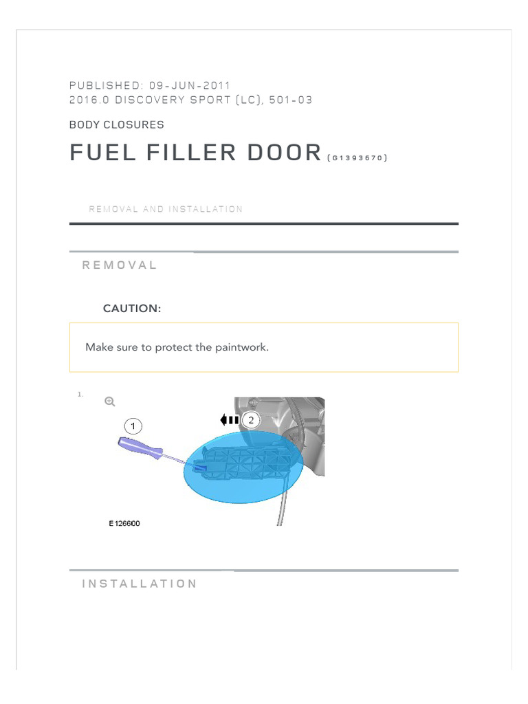 Body Closures Fuel Filler Door (g1393670) Removal and Installation | PDF
