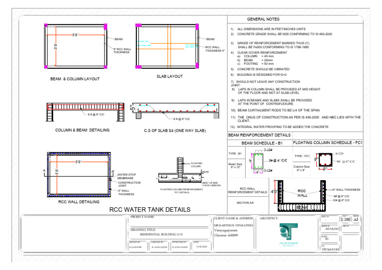 RCC Water Tank Reinforcement Guide | PDF | Column | Structural Engineering