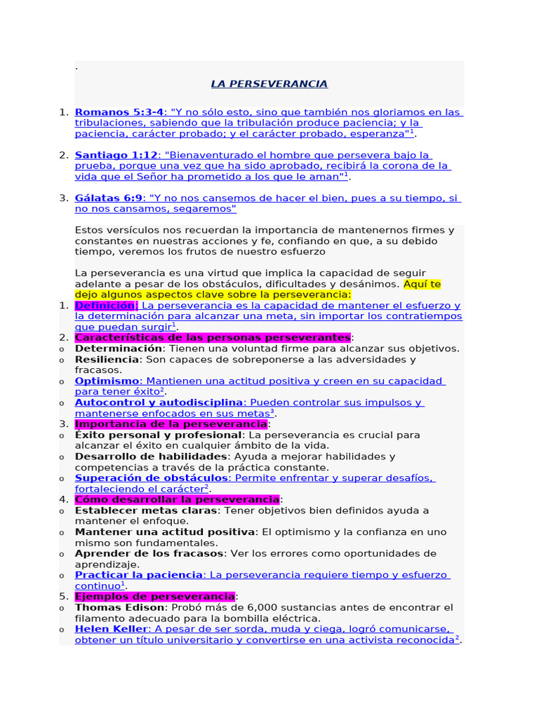 La Importancia de la Perseverancia | PDF