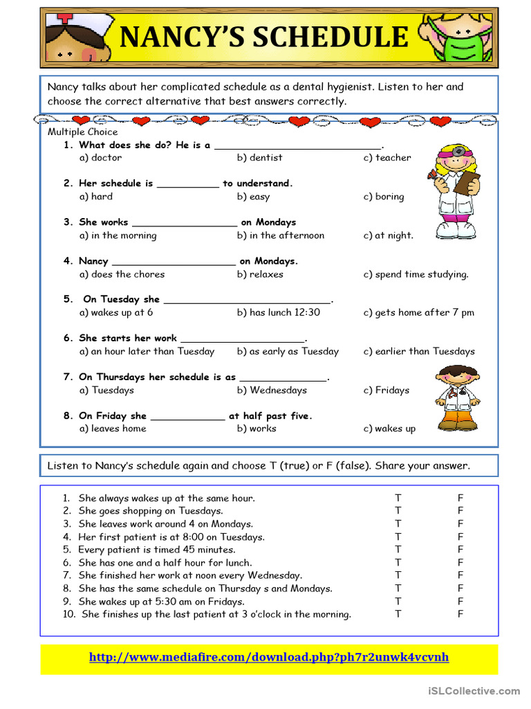 Nancy's Schedule. Simple Present Tense | PDF