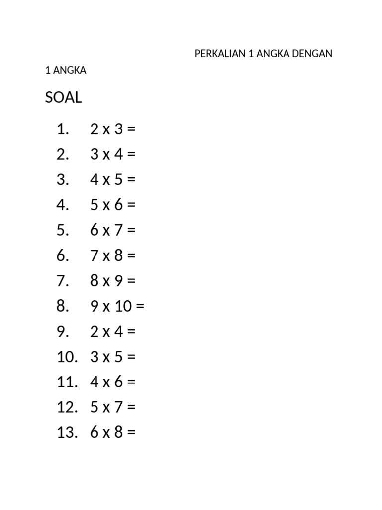 Perkalian 1 angka dengan 1 angka pdf