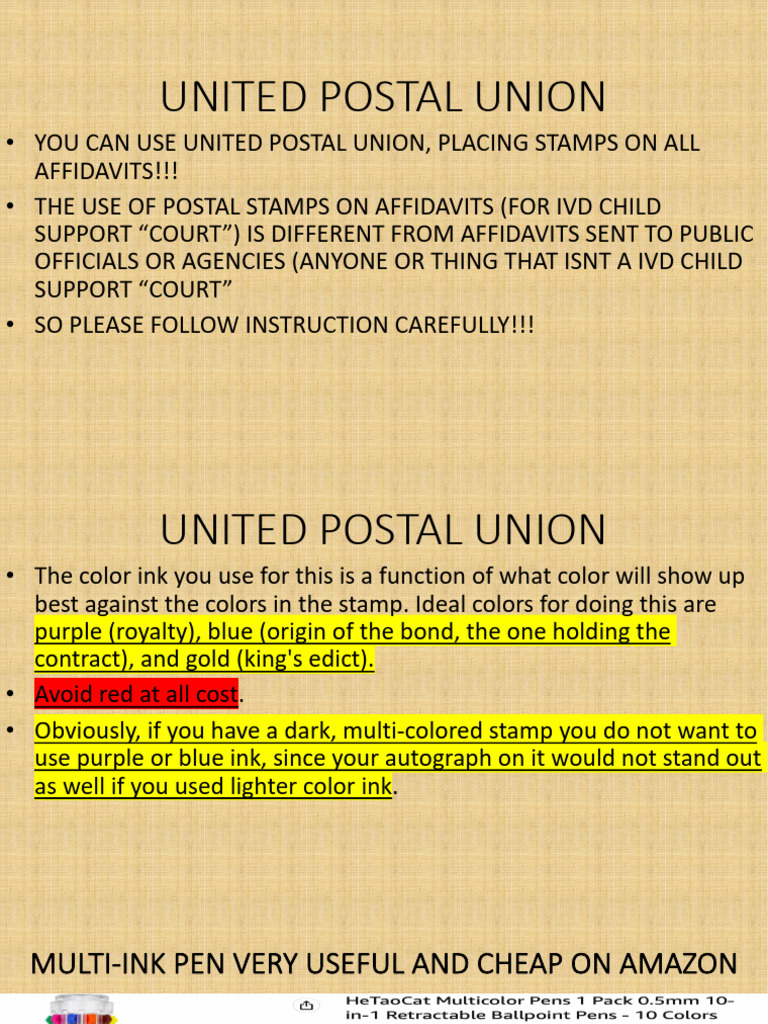 UPU Stamp Instructions for Court Affidavits | PDF | Mail | Postage Stamp