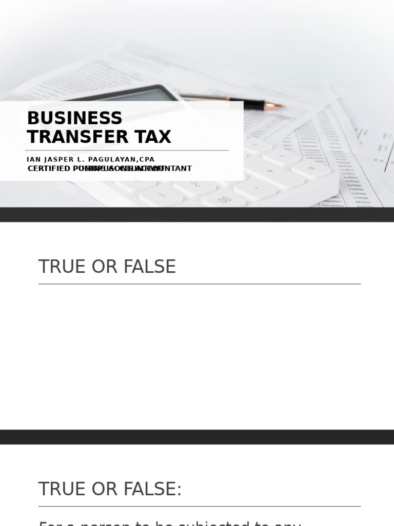 Business Transfer Tax | PDF