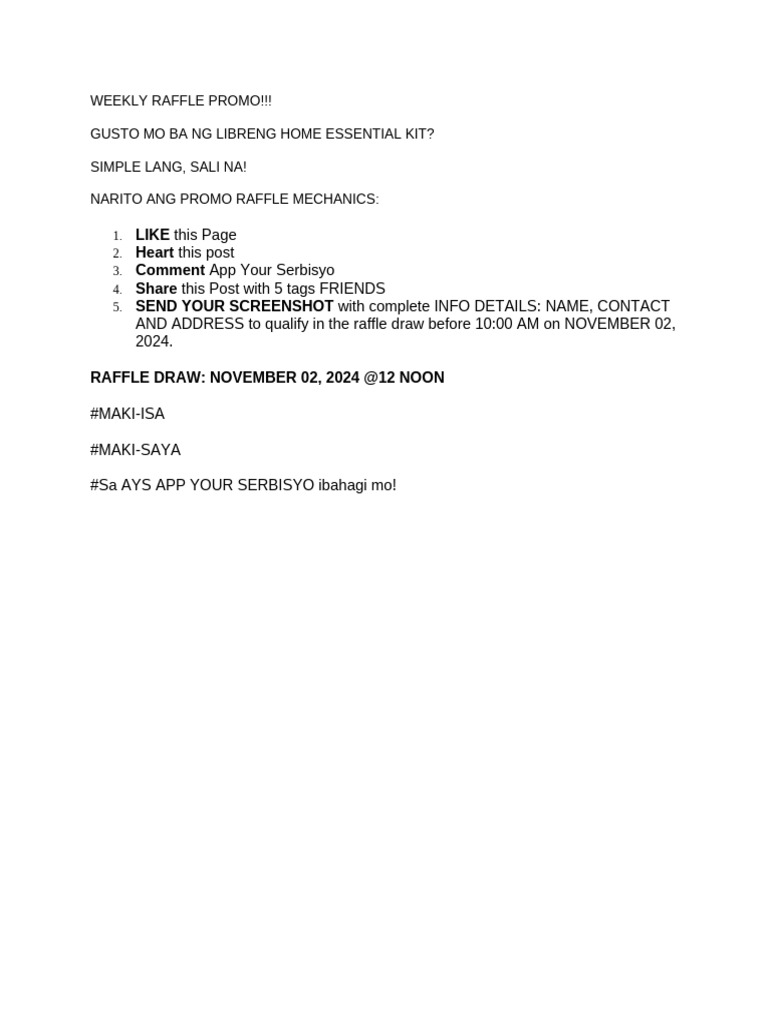Weekly Raffle Promo (Autorecovered) | PDF