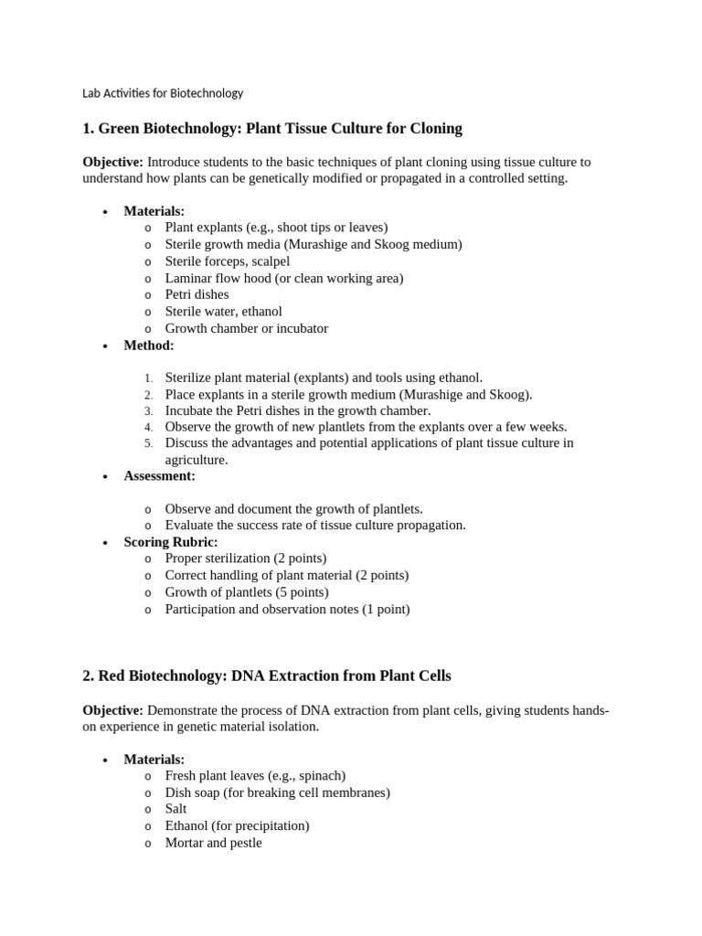 Engaging Lab Activities in Biotechnology | PDF | Life Sciences ...