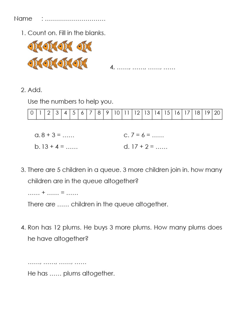 Math Grade 1 Addition and Subtraction | PDF