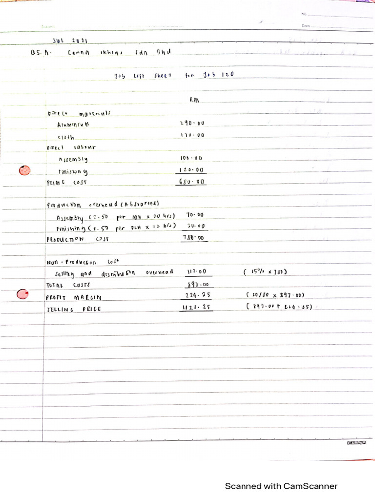 Job Cost Sheet | PDF