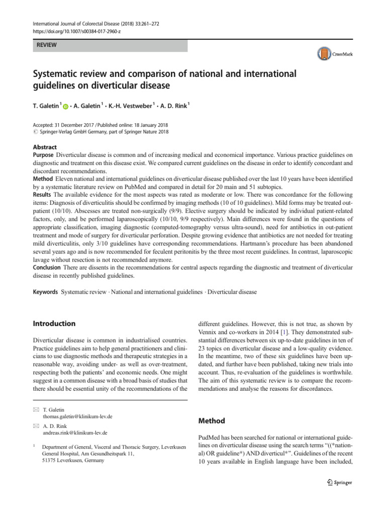 Systematic Review and Comparison of National and International | PDF ...