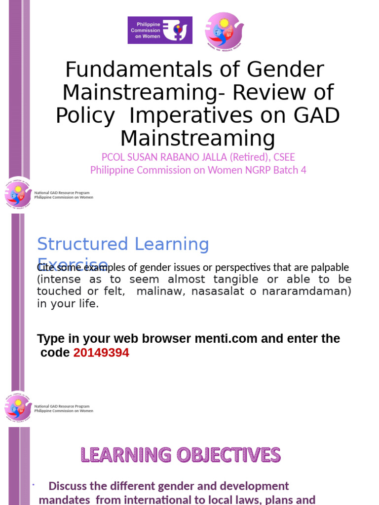 Gender Mainstreaming Policy Review | PDF | Convention On The ...