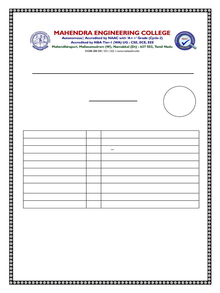 Department of Mechanical Engineering | PDF
