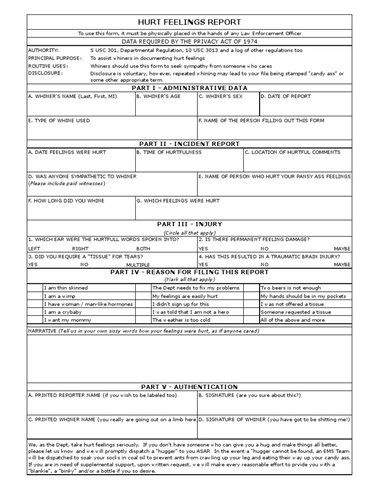 Hurt Feelings Report