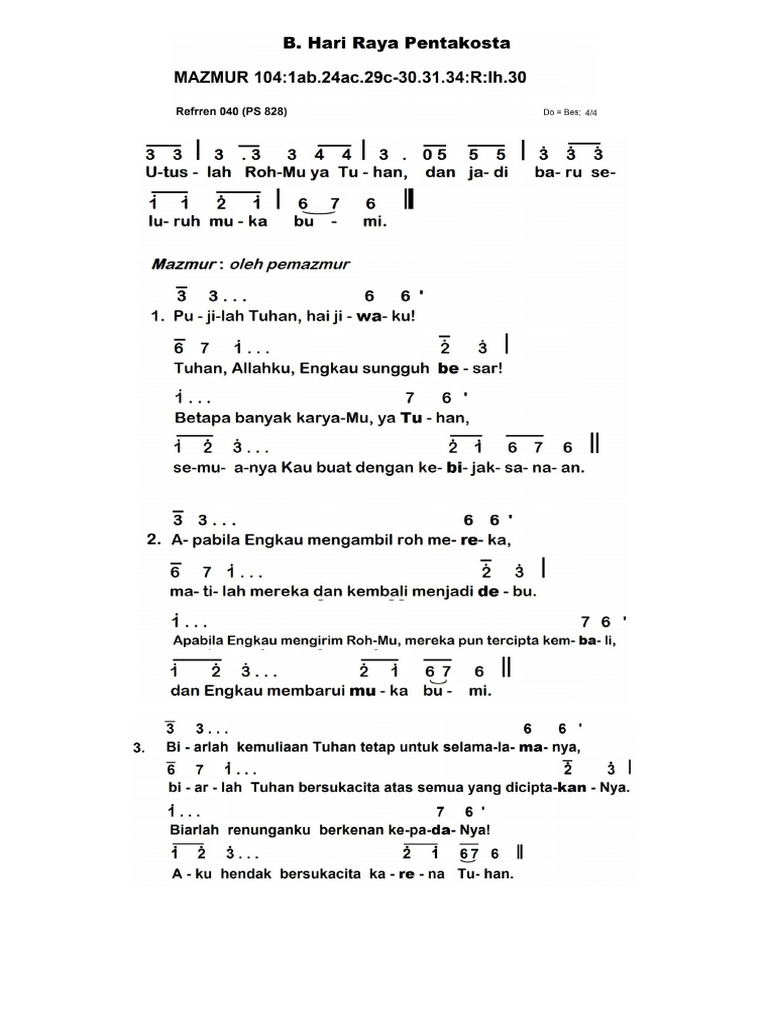 Mazmur Dan Madah Pentakosta | PDF
