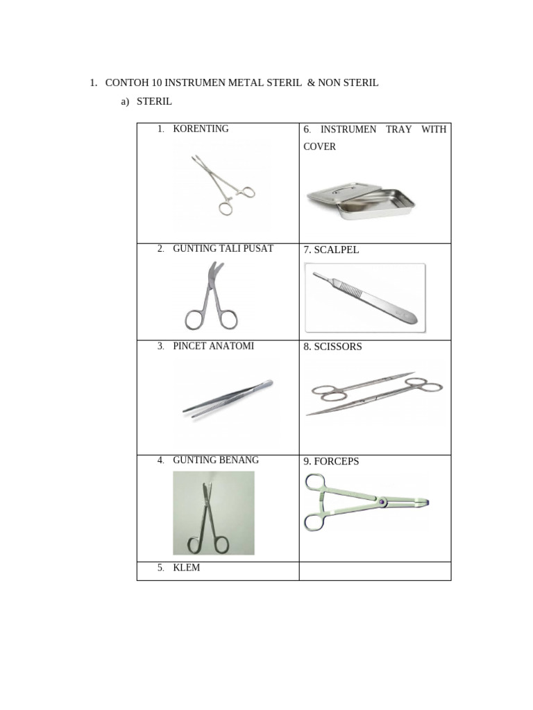 10 Sterile & Non-Sterile Metal Instruments | PDF