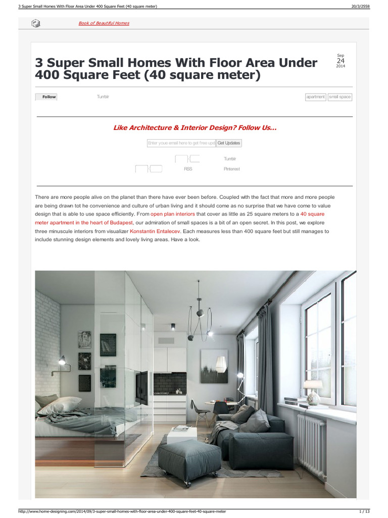 Efficient 400 Sq Ft Apartment Designs | PDF | Apartment | Interior Design
