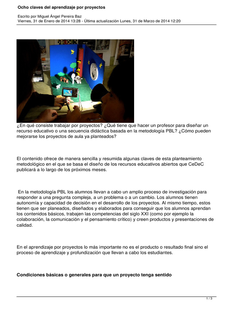 Claves del Aprendizaje por Proyectos | PDF | Aprendizaje | Plan de estudios