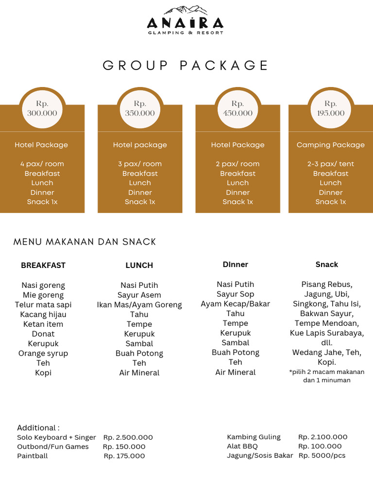 Group Meal Packages and Pricing | PDF