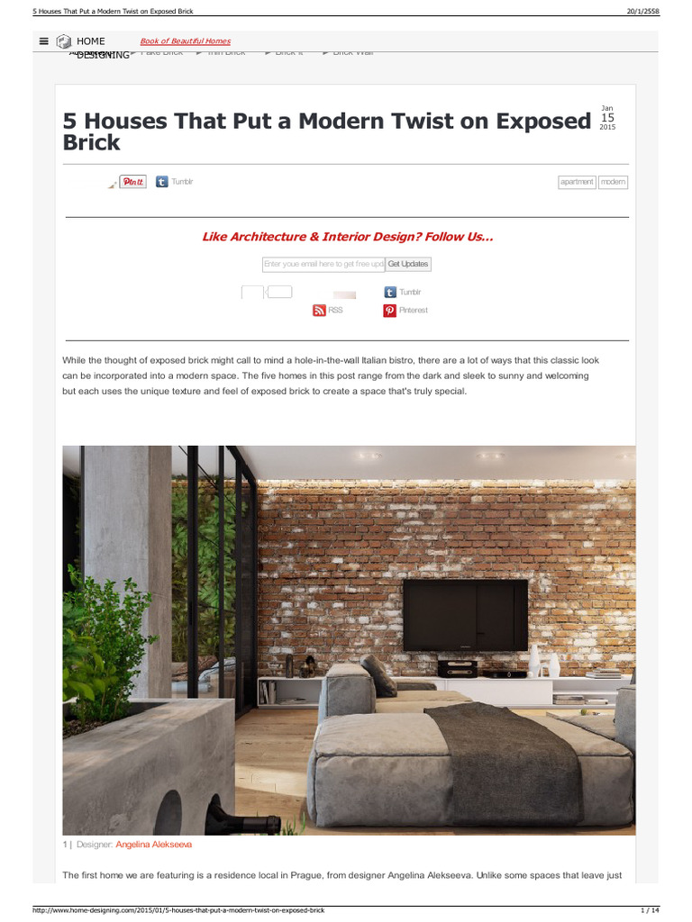 5 Houses That Put A Modern Twist On Exposed Brick | PDF | Interior ...