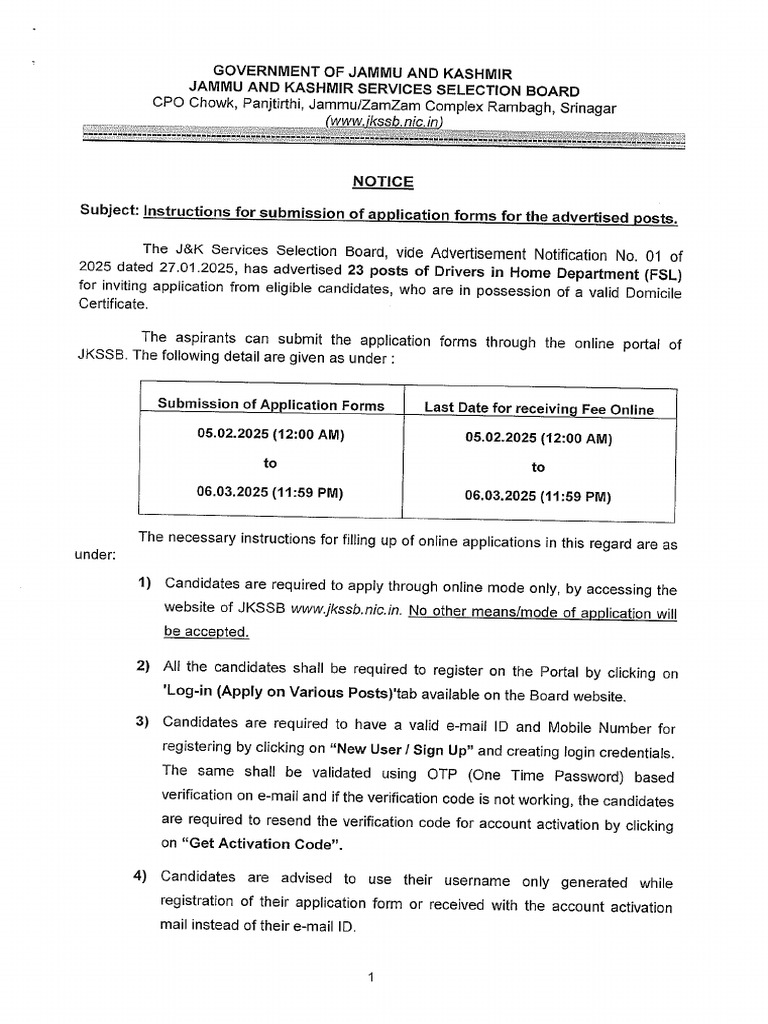 Noticeregardingapplicationform 27012025195514 27012025 | PDF