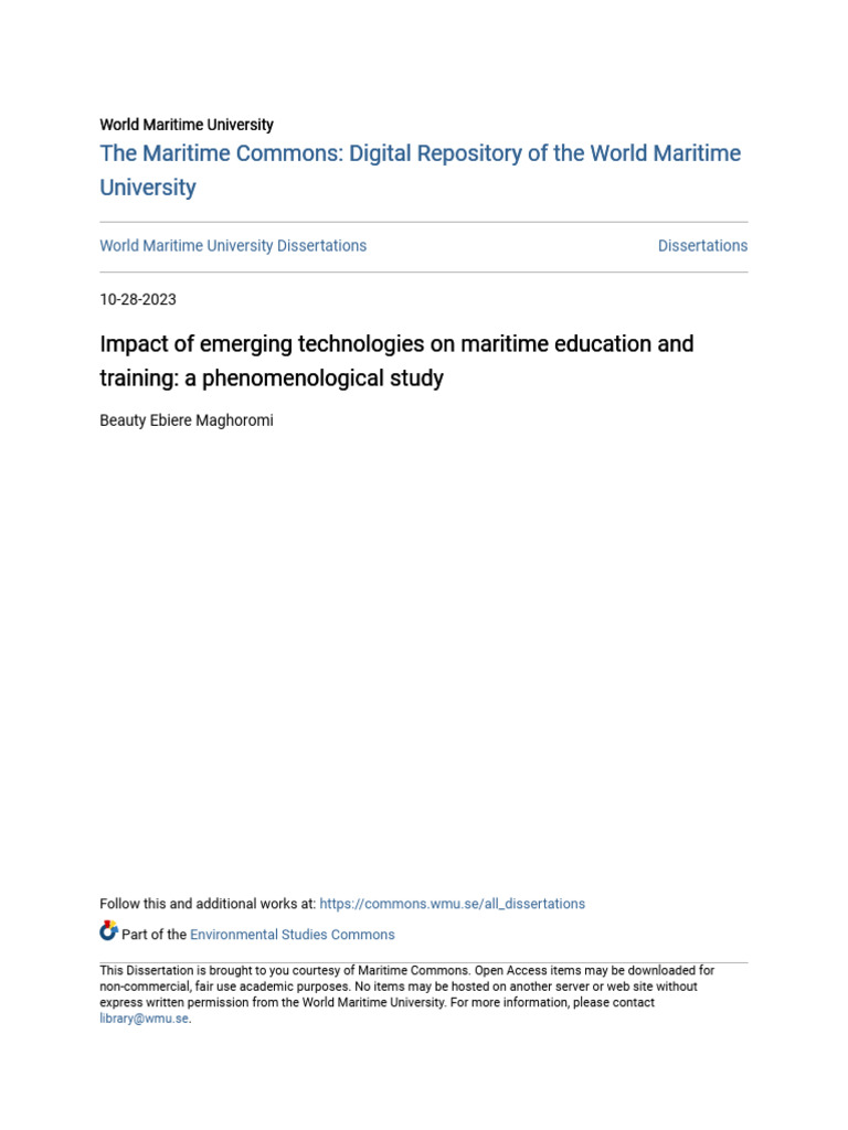 Impact of Emerging Technologies On Maritime Education and Trainin | PDF ...