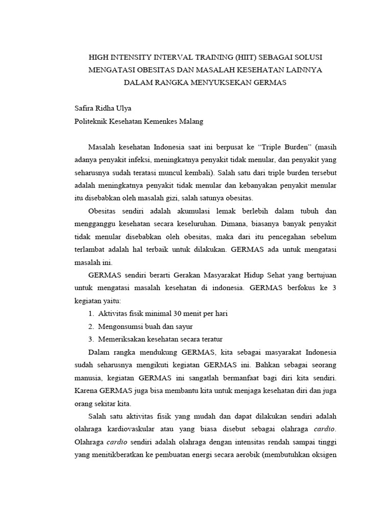 HIIT: Solusi Efektif untuk Obesitas | PDF