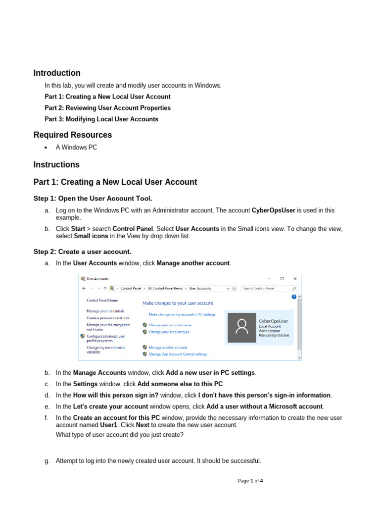 Create and Manage User Accounts | PDF | Computer Security | Security