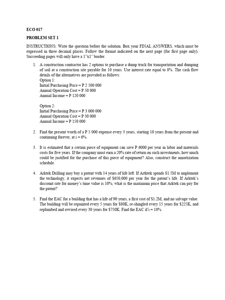 Eco 017 PS 1 | PDF