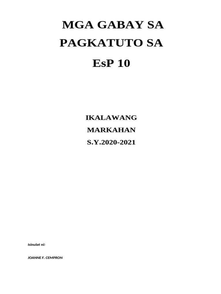 EsP10 Q2 Wk3 Day1 | PDF