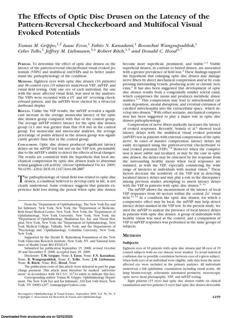 Optic Disc Drusen Impact on Visual Latency | PDF | Ophthalmology | Glaucoma