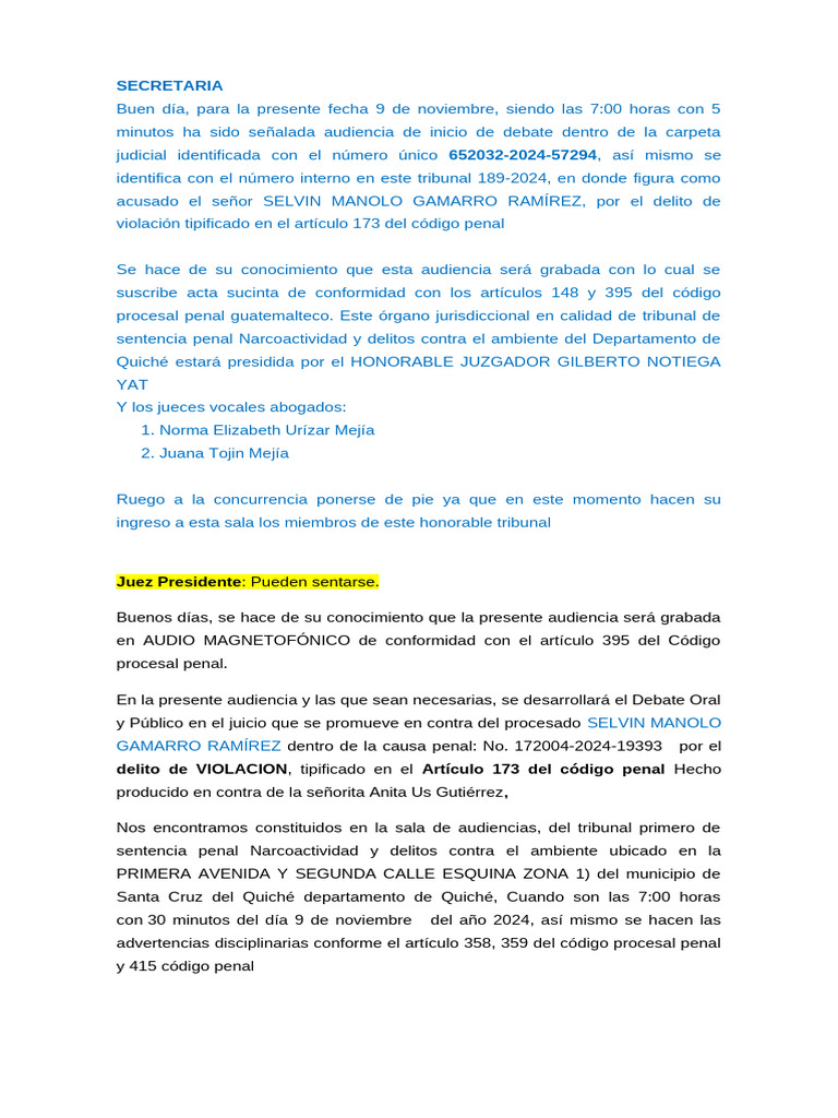 Guia Audiencia Penal | PDF | Testigo experto | Fiscal