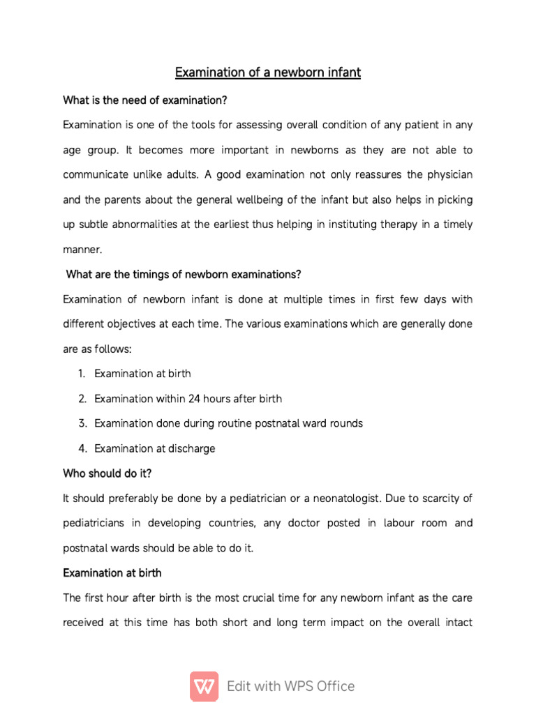 Pedia Examination Of Newborn Pdf Breastfeeding Infants