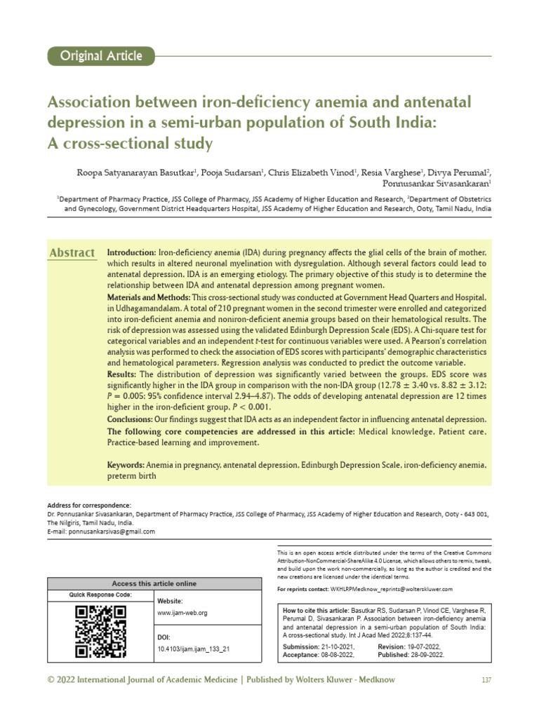 Association Between Iron Deficiency Anemia And.5 | PDF | Pregnancy | Anemia