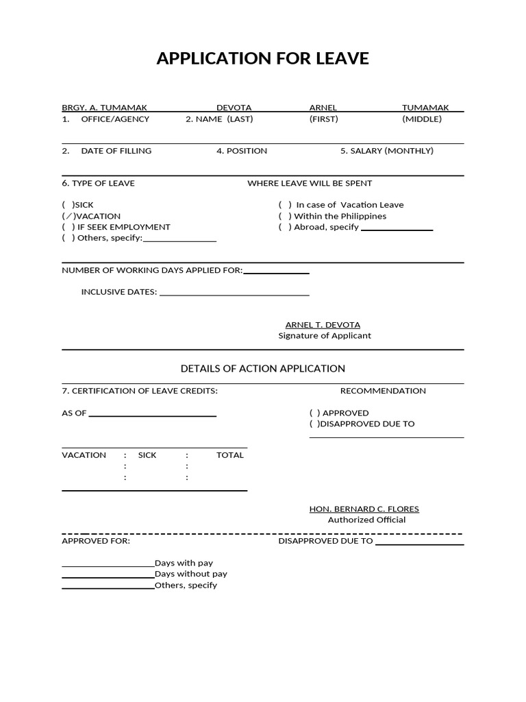 APPLICATION FOR LEAVE | PDF