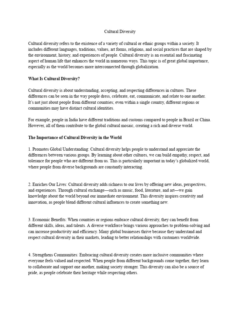 Embracing Cultural Diversity Globally | PDF | Multiculturalism ...
