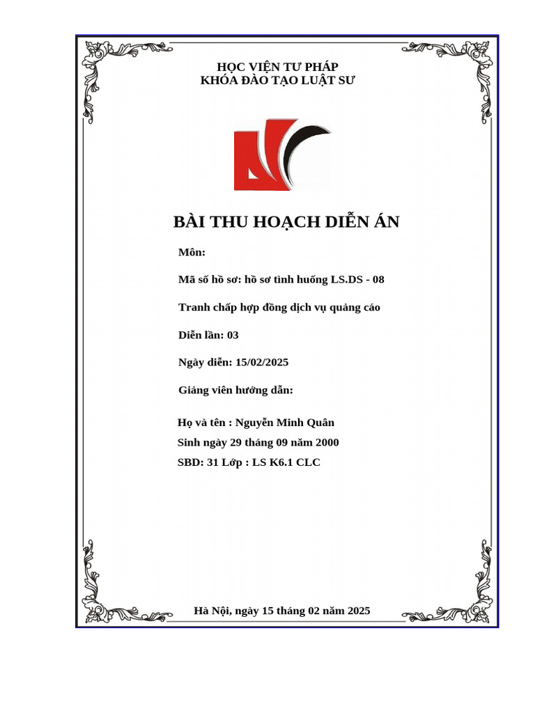 Bai Thu Hoach ds08 | PDF
